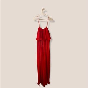 Zara Red Ruffled Jumpsuit